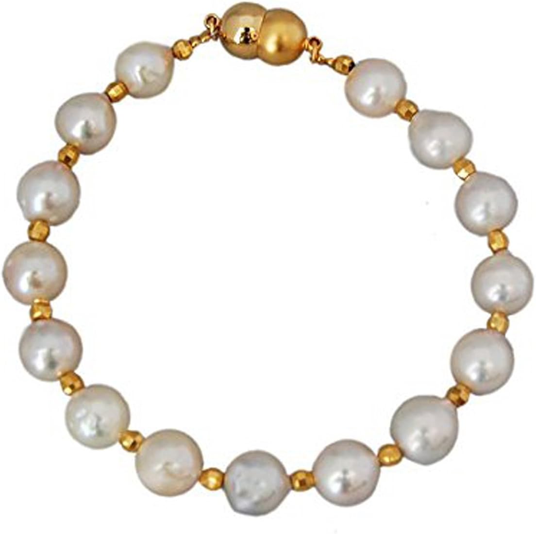 Amazon | ［enyapearl］ アコヤ真珠 ブレスレット 8mm マグネット